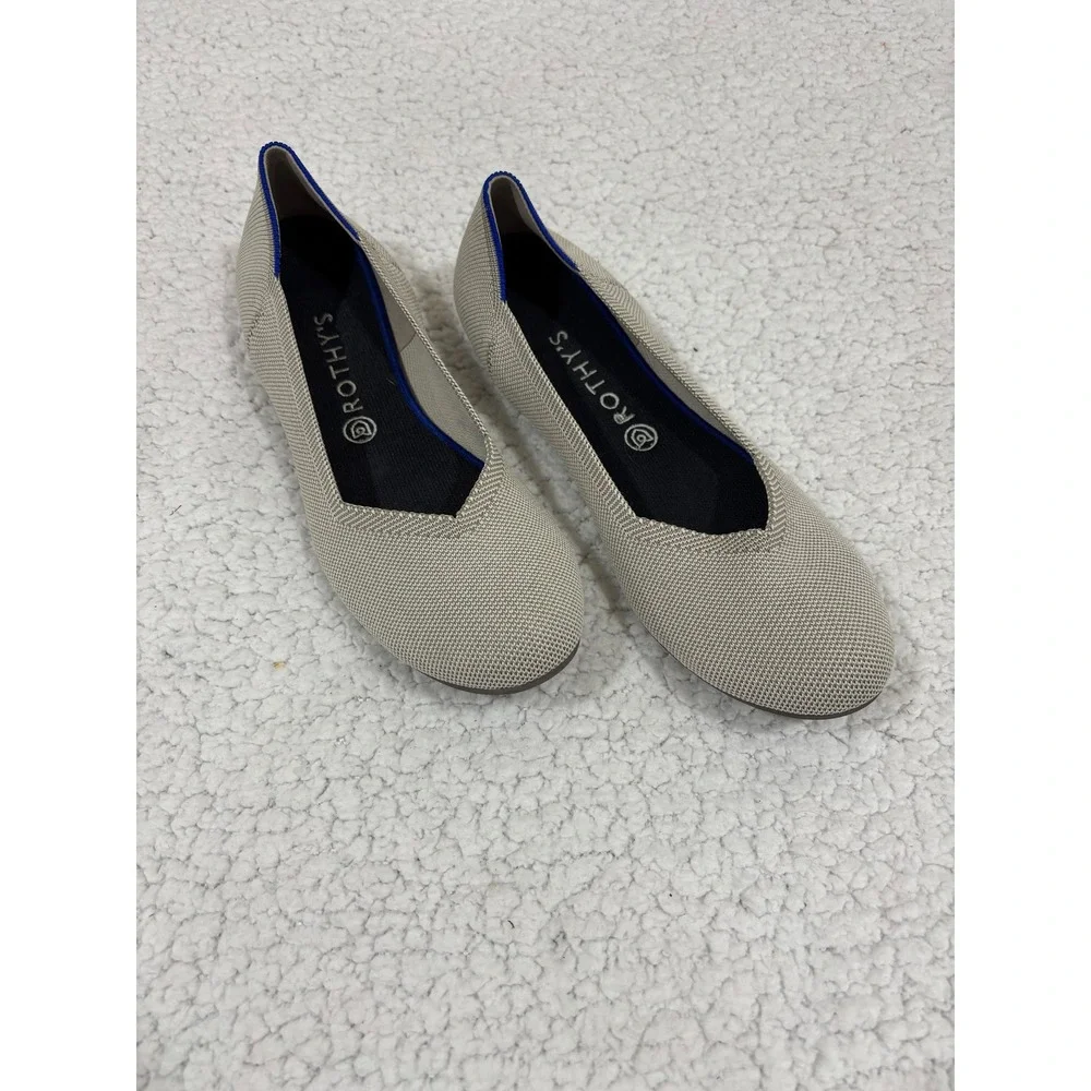 Rothys Womens 12 Gray Shimmer Round Toe Ballet Flats The Flat Washable Preppy